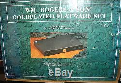 WM. Rogers & Son Enchanted Rose Goldplated Flatware Set 63 piece NIB