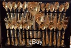 WM Rogers & Son Goldplated Enchanted Rose Flatware Serving Pieces Set For 12 NOS