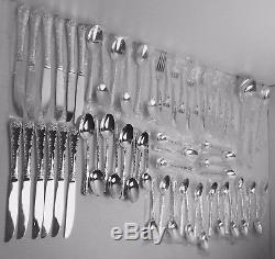 WM Rogers & Son Silverplate China Enchanted Rose 64 Pieces Flatware Set