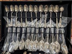 WM Rogers Son Silverplate Silverware Flatware Set Enchanted Rose 51 Pieces