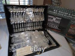 WM. Rogers & Son silverplated flatware set 63 NOS serving pieces enchanted rose