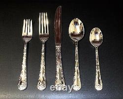 WM Rogers and Son Enchanted Rose Flatware Silver Plated Set with Case 42 pcs