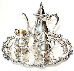 Wallace 1100 Silver plate 4-pc Tea Set Tray Engraved 1955 -25 Yrs of Service