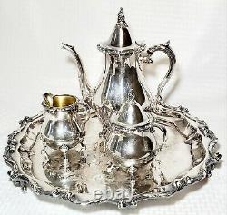 Wallace 1100 Silver plate 4-pc Tea Set Tray Engraved 1955 -25 Yrs of Service