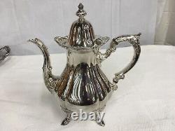 Wallace Rose Point #1200 Silver Plate 6 Piece Coffee/Tea Set With Tray