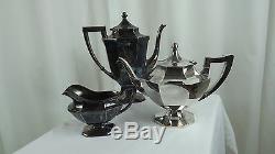 Wilcox Silver Plate 3 Pc Art Deco Set Creamer Coffee & Tea Pot