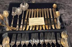 William Rogers and Sons Flatware Silverware Gold Plate Style Set In Box