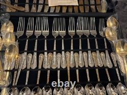 William Rogers and Sons Flatware Silverware Gold Plate Style Set In Box