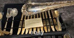 William Rogers and Sons Flatware Silverware Gold Plate Style Set In Box