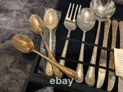 William Rogers and Sons Flatware Silverware Gold Plate Style Set In Box