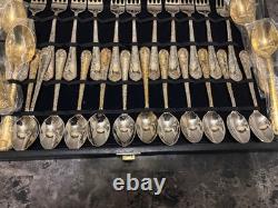 William Rogers and Sons Flatware Silverware Gold Plate Style Set In Box