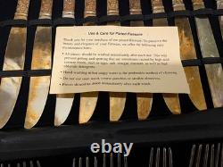 William Rogers and Sons Flatware Silverware Gold Plate Style Set In Box