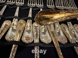 William Rogers and Sons Flatware Silverware Gold Plate Style Set In Box