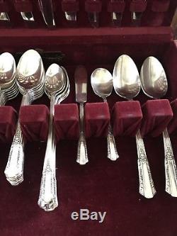 Wm Rogers Overlaid IS Silverplate TREASURE Flatware Set, 57 pcs, 1940's, with Case