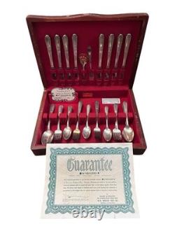 Wm Rogers Precious 1957 Silverplate Flatware Set Service for 8 Complete with Box