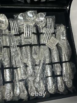 Wm Rogers & Son 63 Pieces Enchanted Rose 12 Pc Place Setting New With Case