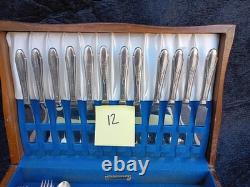 Wm. Rogers & Son Exquisite Silverplate Flatware Set 83 Pc with Wood Chest