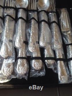 Wm. Rogers & Son Silver Plate Enchanted Rose Flatware Set 63 pc. Service For 12
