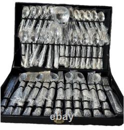 Wm Rogers and Son Enchanted Rose Silverware 50 Pc Set