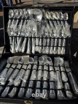 Wm Rogers and Son Enchanted Rose Silverware 50 Pc Set