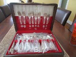 Wm Rogers and Son Victorian Rose 49 piece Silver Plate Flatware Set and Chest