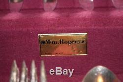 Wm rogers memory 1937 silverplate flatware set withflatware chest 73 pieces
