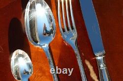 Wonderful Christofle Pompadour Silver Plated Flatware 24 Pcs Set in 6 Settings